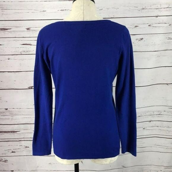 Oliver By Escio Royal Blue Jeweled Cutout Sweater Size Medium - Picture 4 of 8